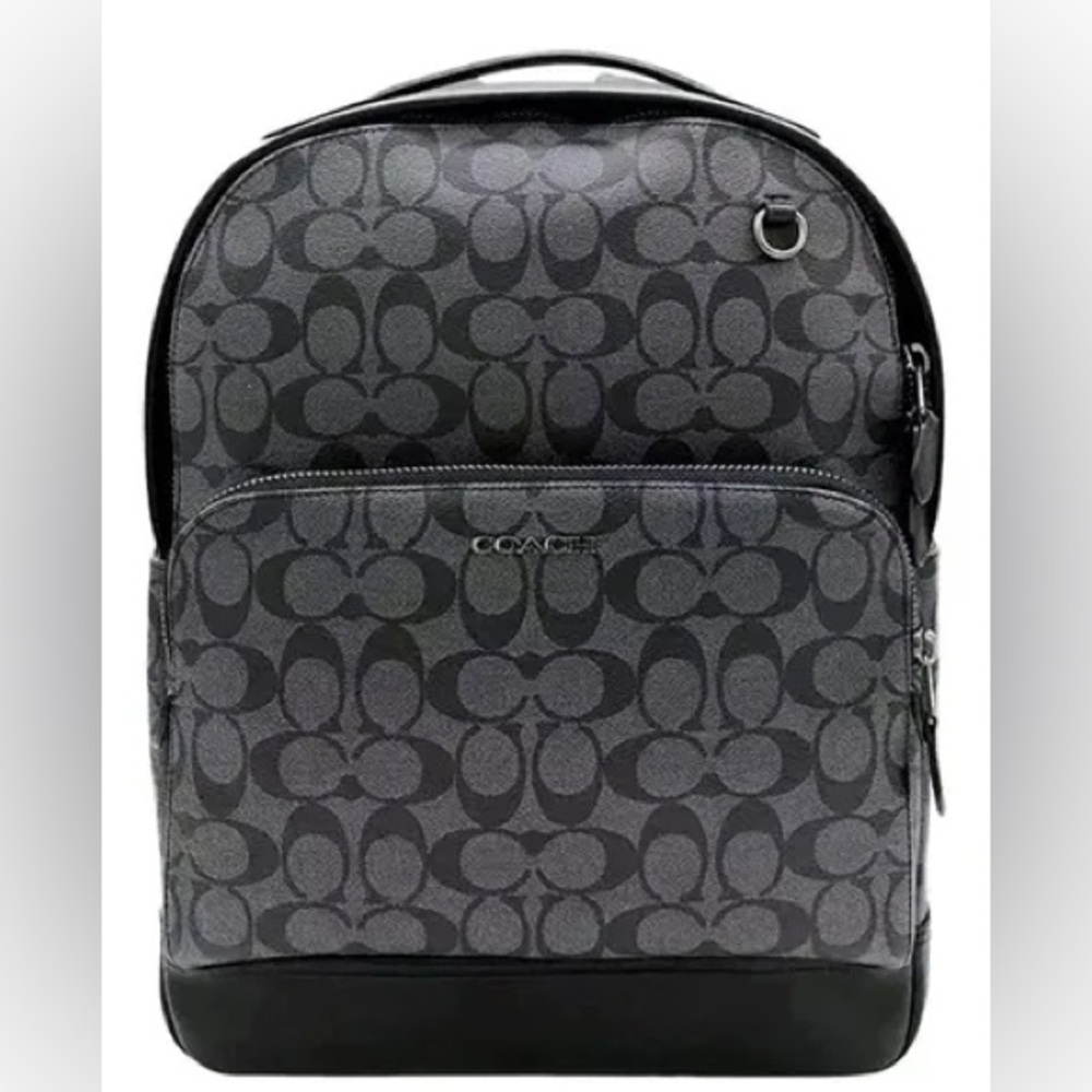 ⭐️Coach Graham Men's Backpack in charcoal signature canvas and gunmetal